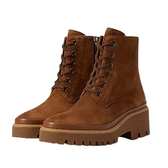 La Canadienne Womens Padma Boots EU 35 US 5 Brown Suede Lug Sole NIB